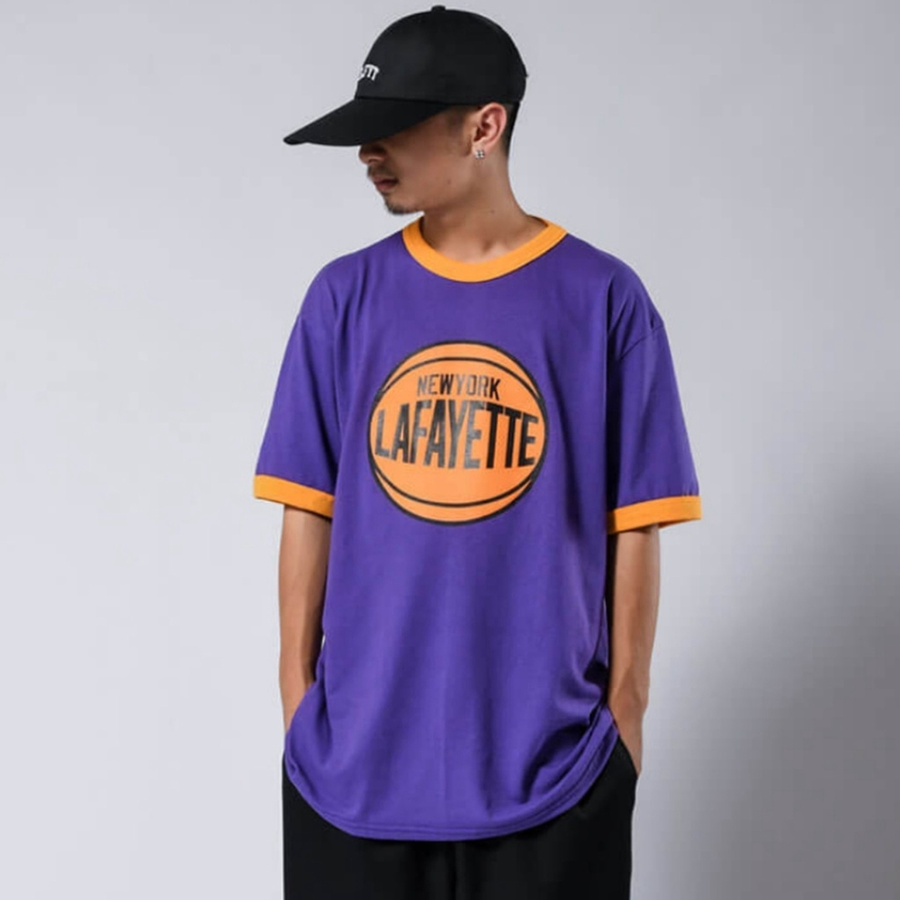 LFYT - Lafayette NY, Hoops Logo Ringer Shirt - L - Purple